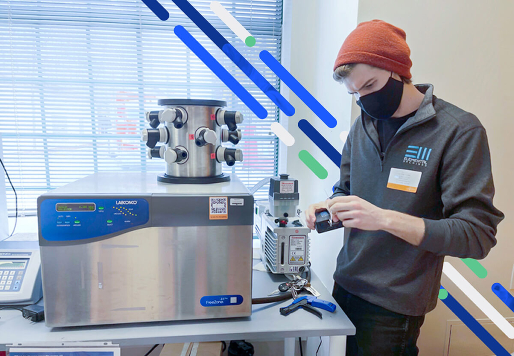 Man working with lab equipment.